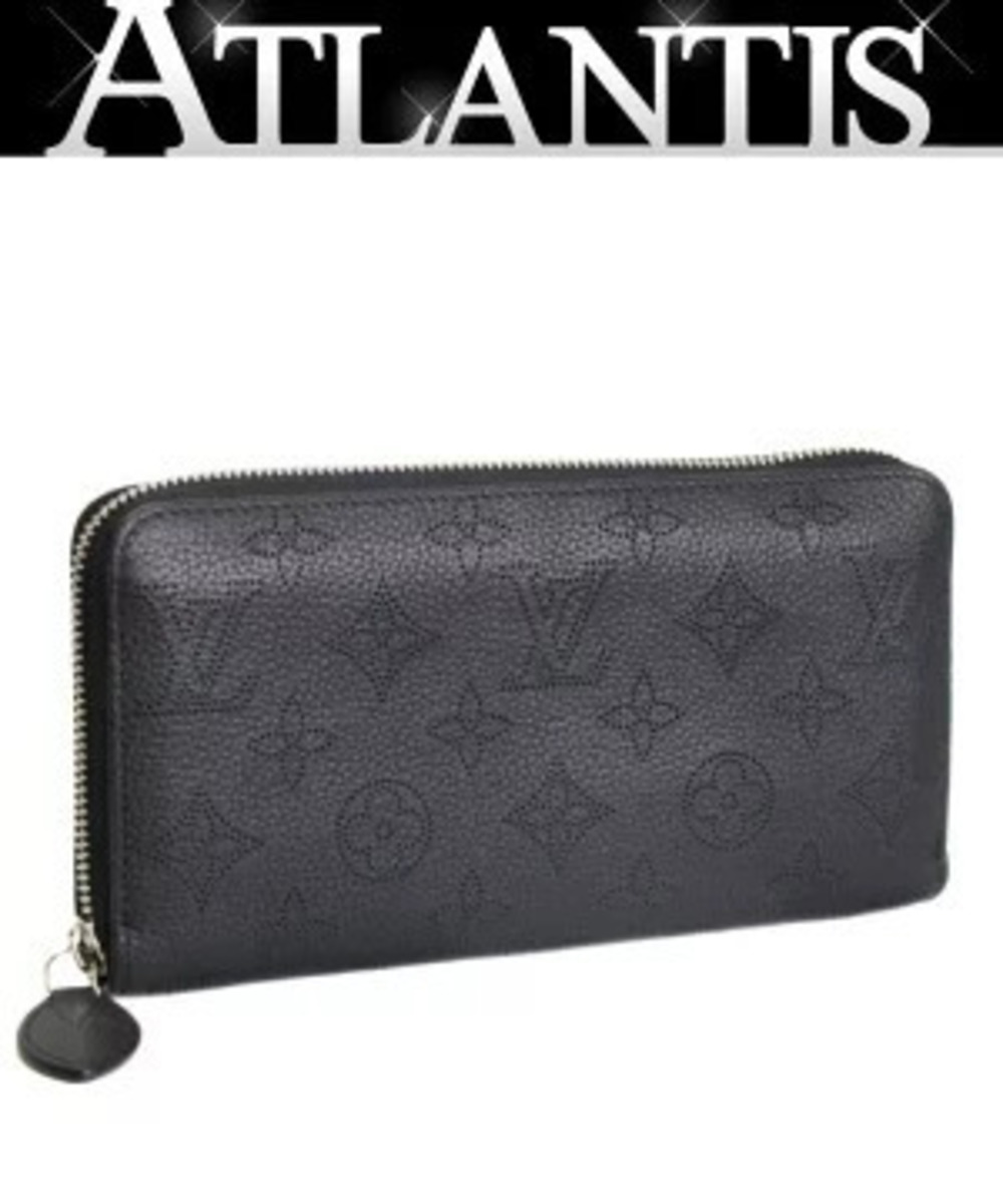 Louis Vuitton Zippy Wallet round zipper long Monogram Mahina black